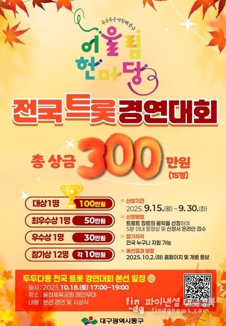 2025년 동구 어울림한마당 ‘두두다동’ 트롯 경연대회 홍보포스터