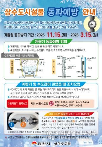 김천시 수도계량기 동파 방지 대책 실시