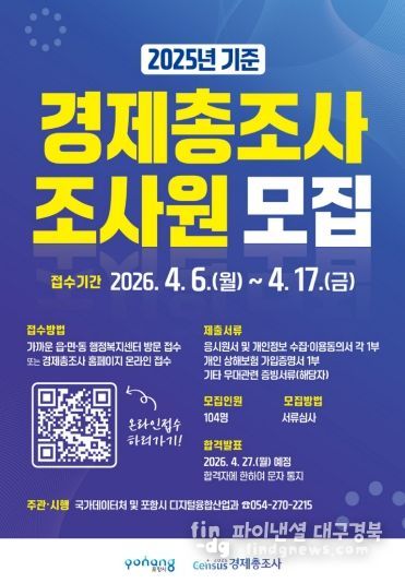 2025년 기준 경제총조사 조사원 모집 포스터.